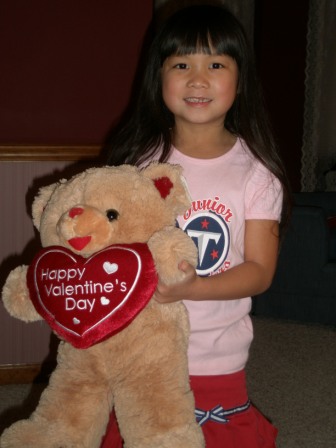Kasen with her Valentine Bear